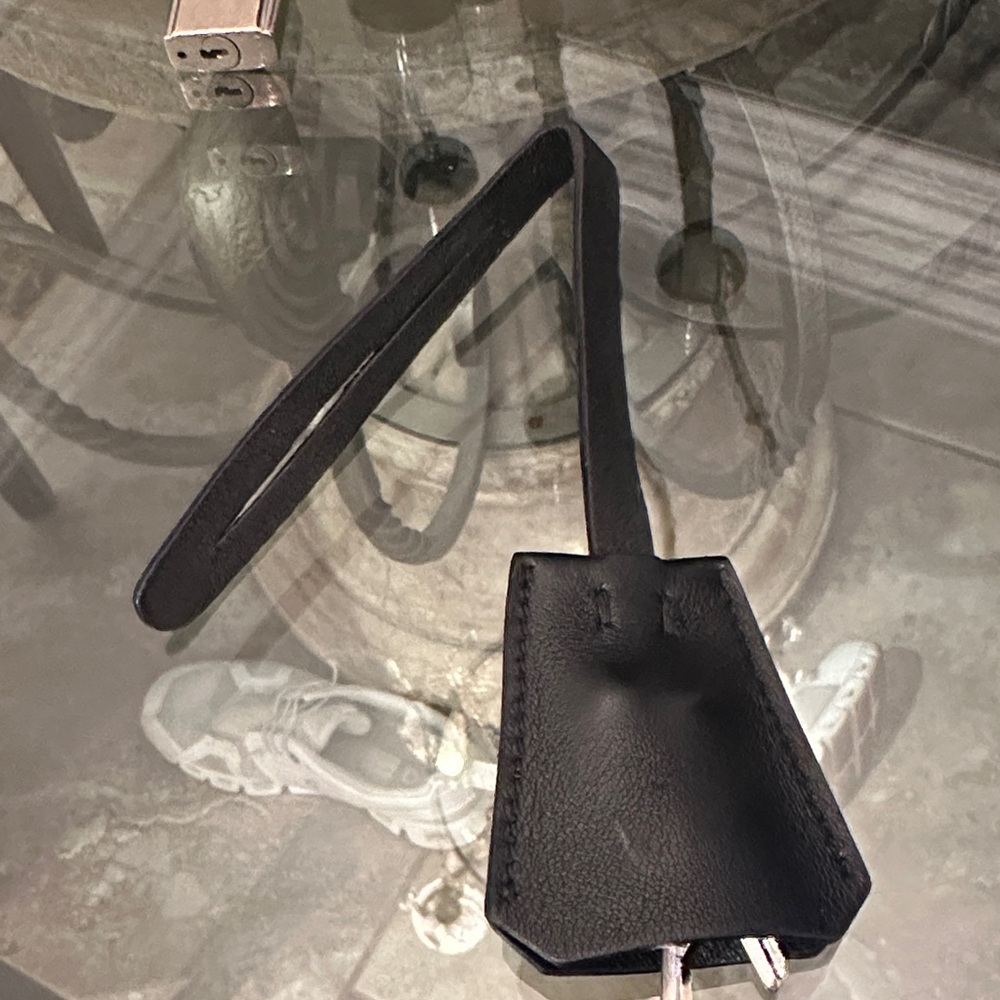 Like New Authentic Prada Silver and Black Leather Bag Tag with Lock - Picture 10 of 10